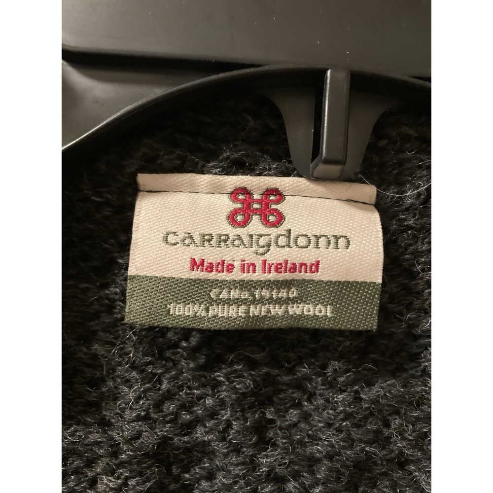 Carraig Donn Irish Sweater Vest Fisherman Cable Knit 100% Wool Gray Large US10 - Picture 2 of 9